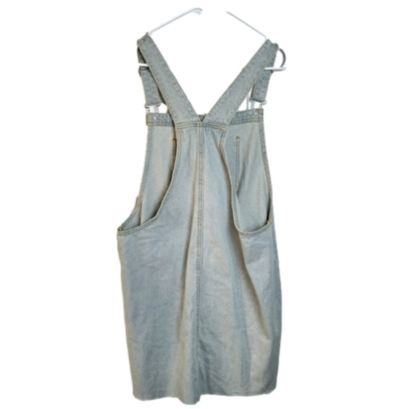 WILD Fable Pinafore Light Wash Distressed Denim Overalls Mini Dress Size XL - Picture 4 of 11